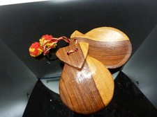 Hand Carved Wood Castanets Castanuelas VINTAGE
