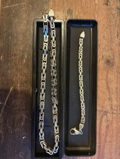 925 Sterling Silber 253,8 g Königskette + Armband Set Byzantiner massiv