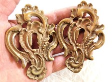 Ancienne Paire d'Entrées de serrure en Bronze XIX,Meuble,Clé,Clef,style Louis XV
