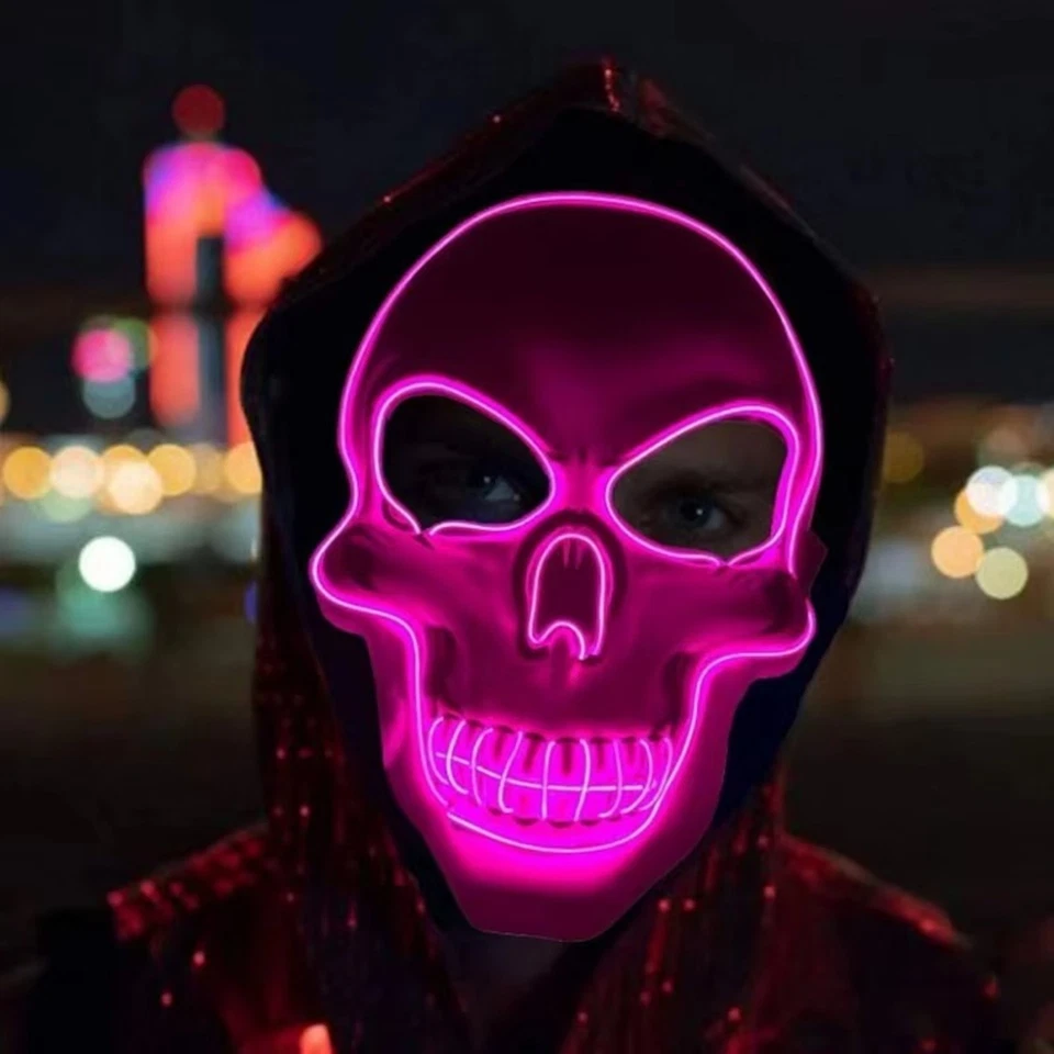 Halloween Horror Skull Mask LED Cold Light Mask LED Halloween Mask Cosplay Mask - Image 4 of 4