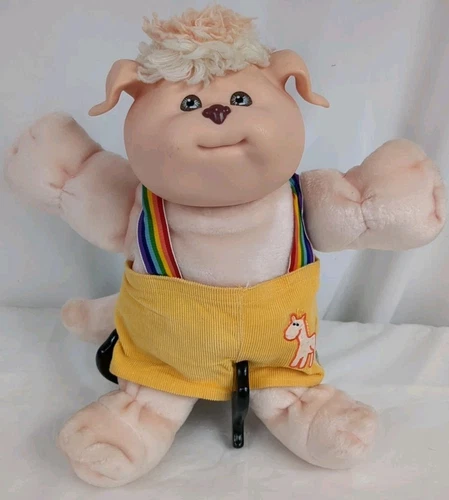 Vintage Cabbage Patch Kids Doll 1983 Koosas Cat Yellow Shorts Rainbow Suspenders