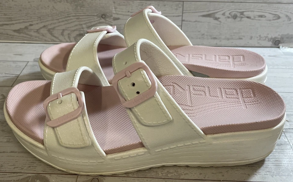 Dansko Kandi White & Pink Iridescent 2 Strap Sandals Slides Women Size 40 /9 US - Image 4 of 4