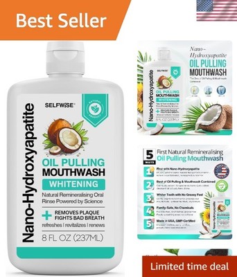 Nano-Hydroxyapatite Oil Pulling Whitening Mouthwash for Teeth and Gums, Natur...