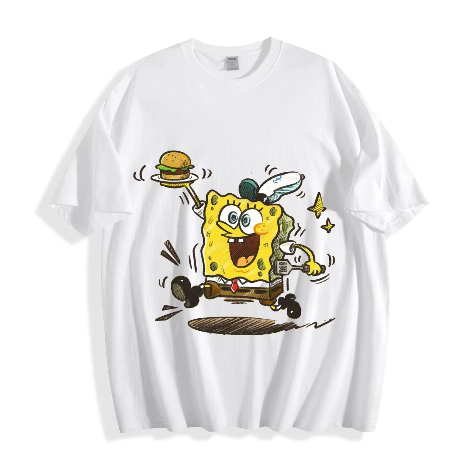 SpongeBob SquarePants Krabby Patty T-Shirt, Fun Cartoon Work Tee