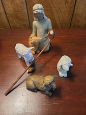 Willow Tree Nativity Shepherd w/3 Sheep Demdaco Susan Lordi Figurines
