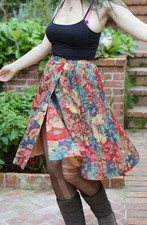 Vintage 70s Cacharel Paris S 42/10 100 Cotton Pleated Wrap Full Skirt Floral