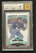 2019-20 OPC PLATINUM QUINN HUGHES ROOKIE AUTO BECKETT 8/10 AUTO NM-MT CARD #R-QH