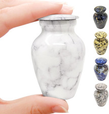 Small Keepsake Urn for Human Ashes 3 Inch Elegant Marble Finish Mini Cremati