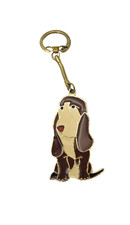 Vintage Basset Hound Dog Enamel Keychain Keyring 1990 Shadow