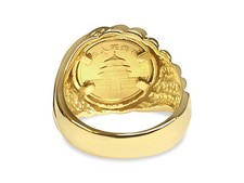 14k Yellow Gold Fancy Ring, Chinese Panda Bear Coin