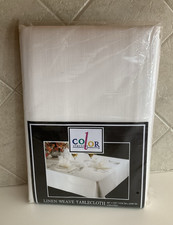 NIP Color Classics Linen Weave Beige Table Cloth 60" X 102" Oblong
