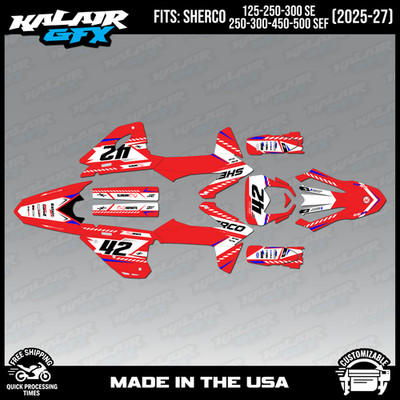 Graphics Kit for Sherco 125-300 SE and 250-500SEF 2025-2027 Lethal-RED
