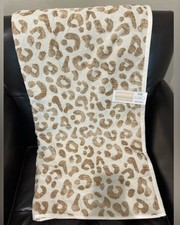 CARO Leopard Print Beach Towel Spa 36" X 68 Ivory  Gold Luxury Cotton Viscose