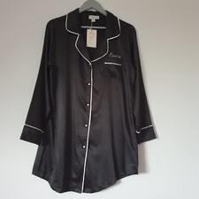 Le Olive Midnight Black Satin Pyjama Dress UK M RRP 40