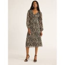 Sofia Jeans Choose Size Long Sleeve Chiffon Animal Print V-neck Dress NWT