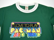 Vintage Pac Man Kids T-Shirt Single Stitch Size L 80s Sportswear Green JerseyUSA