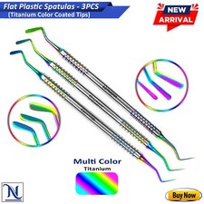 Flat Plastic Filling Dental Composite Instruments Set of 3 - Multi Color Tips
