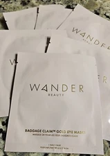 Gold Eye Masks Wander Beauty Baggage Claim. Lot of 6 New & Sealed Single Use.