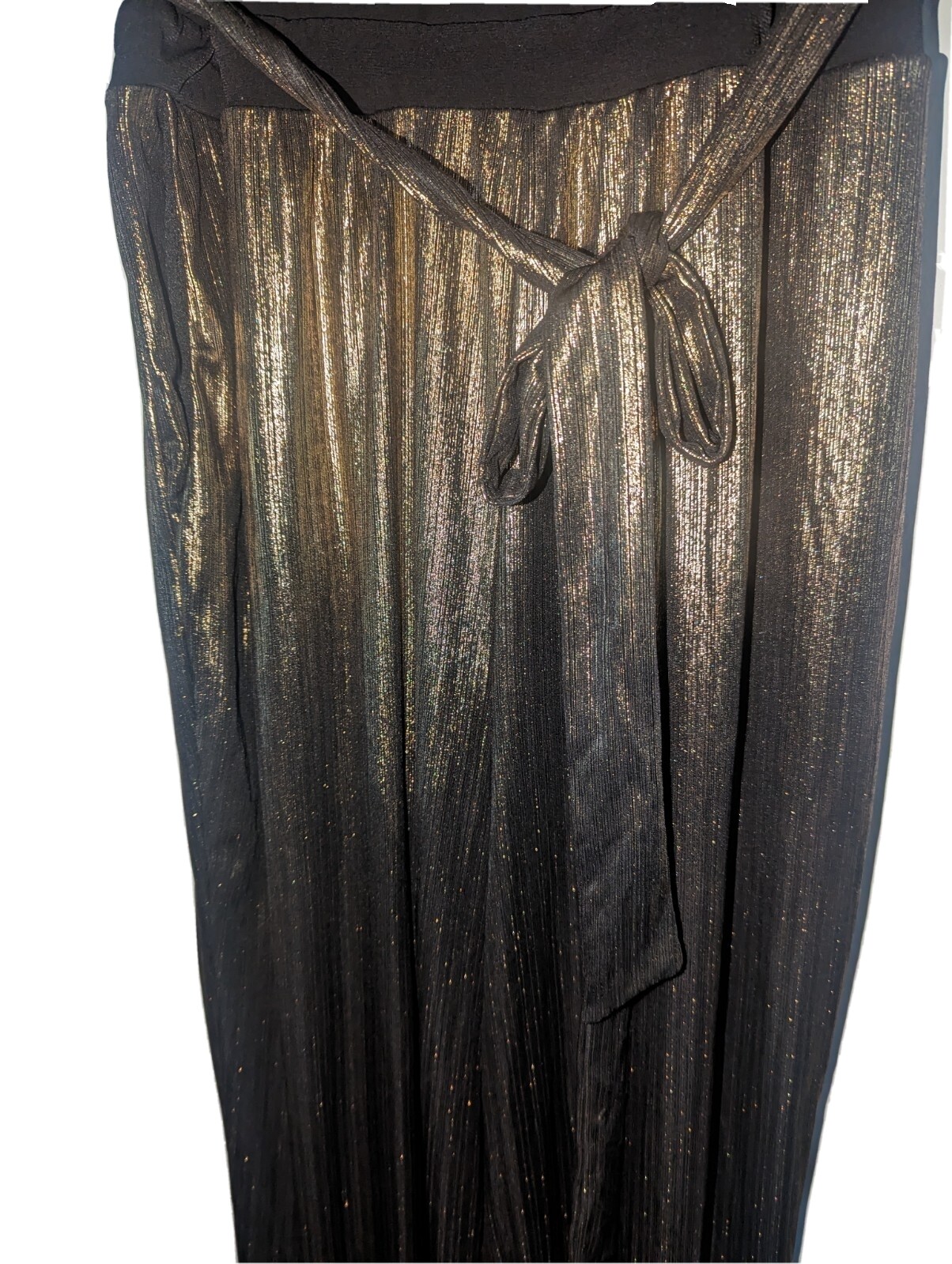 Full Pant Suit Set Ny Collection Sleeveless Black and Gold Size M, XL