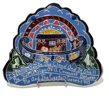 Folk Art Ceramic Tile Noah's Ark Genesis 9:13 Wall Decor Church Gift