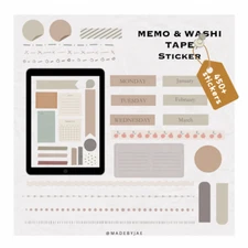 Memo Washitape Digital Goodnotes stickers | planner sticker | precropped sticker
