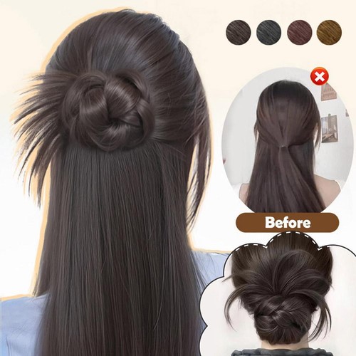 Synthetischer Chignon unordentlich Dutt Kralle Clip in Haarteil gewelltes lockiges Haar Pferdeschwanz a^ - Bild 1 von 23