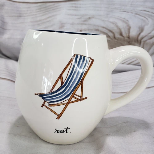 Rae Dunn Mug Artisan Collection Rest Beach Chair Coffee Diner Style Magenta #1