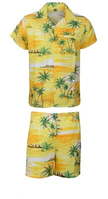 HERREN HAWAII HEMD KURZ HIRSCH STRAND HAWAII ALOHA URLAUB SCHICK Y ROT COCO SET