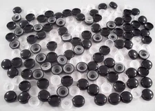 100 Black "Smooth" License Plate Frame Screw Caps, Bolt Covers - Vendor Bulk Lot