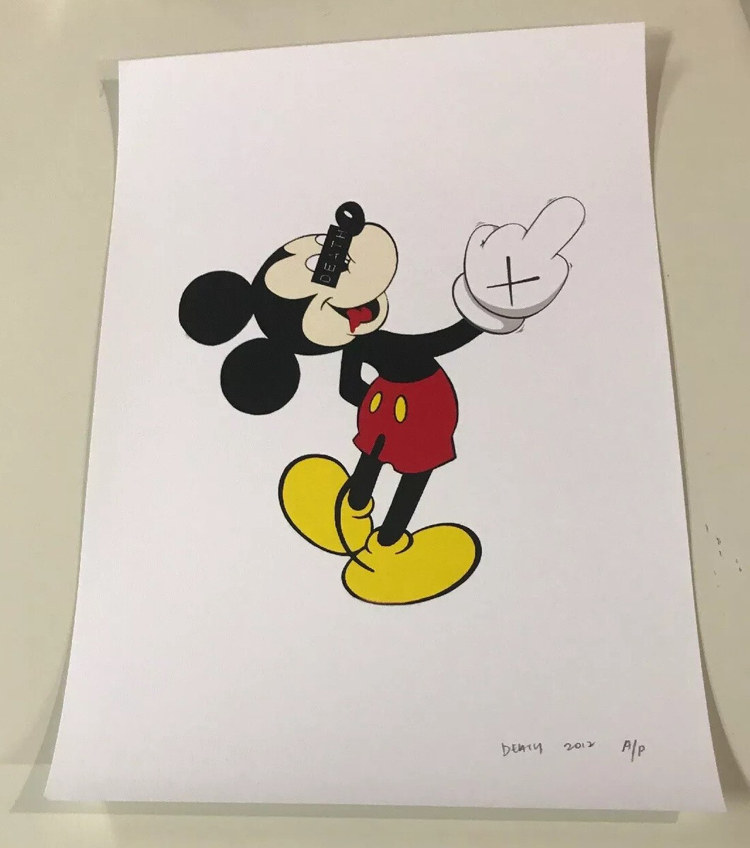 VERY RARE DEATH NYC MIDDLE FINGER MICKEY 2012 Signed & #AP/100