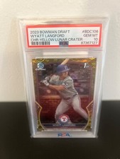 2023 Bowman Draft Chrome Yellow Lunar Crater Wyatt Langford PSA 10 60/75