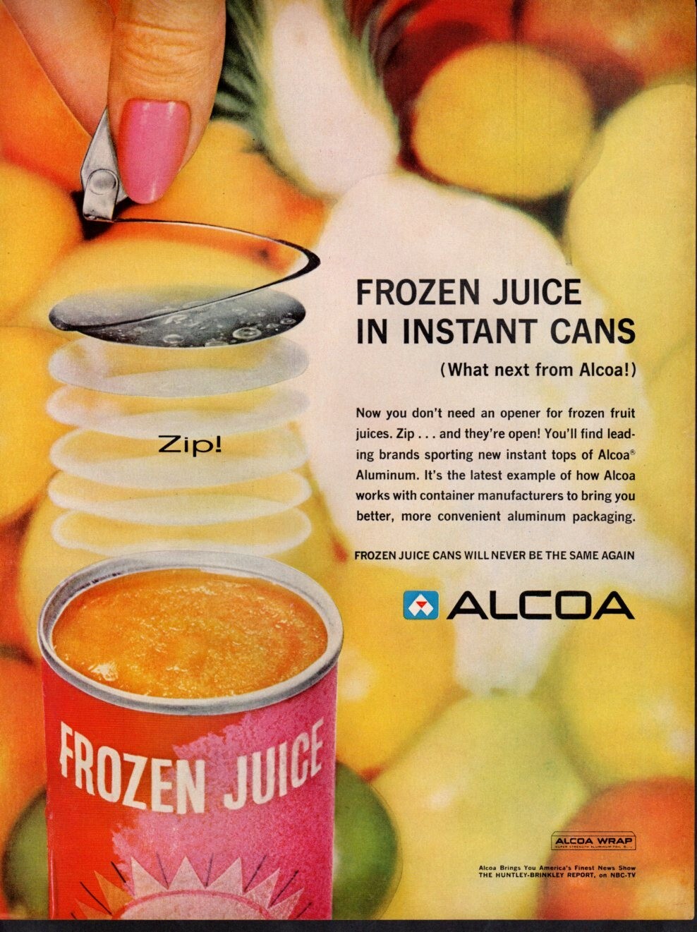 Original Print advertisement ALCOA Frozen Juice in Instant Cans Zip ...