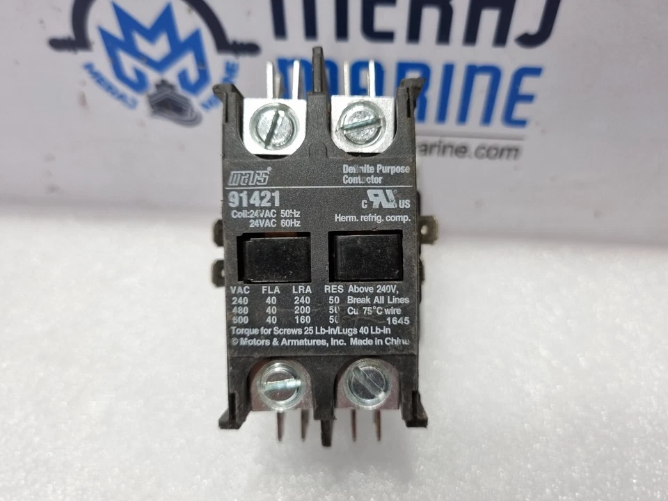 Mars 91421 Definite Purpose Contactor Fla 40 Coil 24Vac 50/60Hz / 4-pcs lot sale - Image 2 of 4