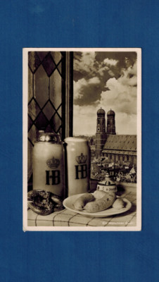 Munich, a Munich greeting ''Brotzeit'' real photo original demand mail