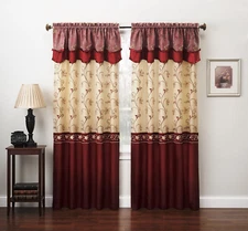 Fancy Collection Embroidery Curtain Set 1 Panel Drapes with Backing & Valance