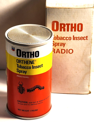 tobacco bug spray VINTAGE ORTHO TOBACCO INSECT SPRAY RADIO CAN RADIO ORIGINAL BOX