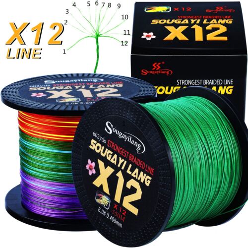 Super Strong 12 Strands Braided Fishing Line Multifilament Saltwater Fishing New - 第 1/17 張圖片
