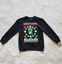NWT Boy's Minecraft Holiday Christmas Black Sweatshirt, size XS 4/5