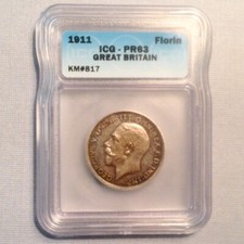 - 1911 Great Britain George V One Florin Proof ICG PR63 - Beautifully Toned