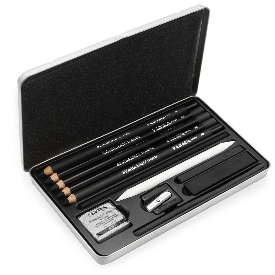 Lyra Rembrandt Charcoal Sketching Set - Metal Gift Tin of 12 - 2051112 - Image 2 of 3
