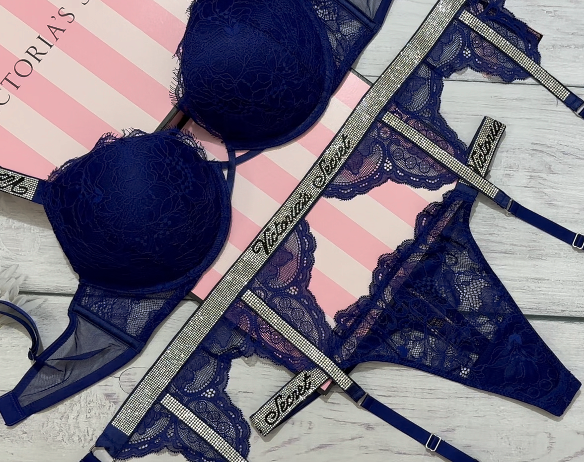 Victoria's Secret push upブラジャーショーツセット Victoria's Secret Shine Strap Bombshell Push Up Bra 3 pcs Set