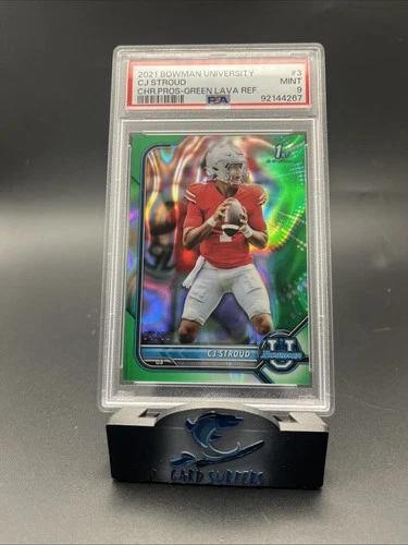 2021 1st Bowman CJ Stroud Green Lava Refractor PSA 9 Texans Rookie Card #d/99