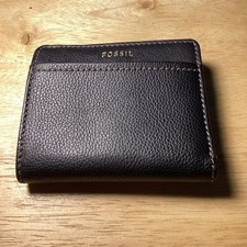 Fossil Black Leather Bifold Wallet with Card Slots Gray Interior