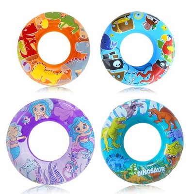 4 Pack Inflatable Pool Floats, 36'' & 24'' Pool Tubes for All Ages, Unique Dino...