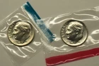 1973 P & D Uncirculated Roosevelt Dimes in Mint Cello, Free Shipping