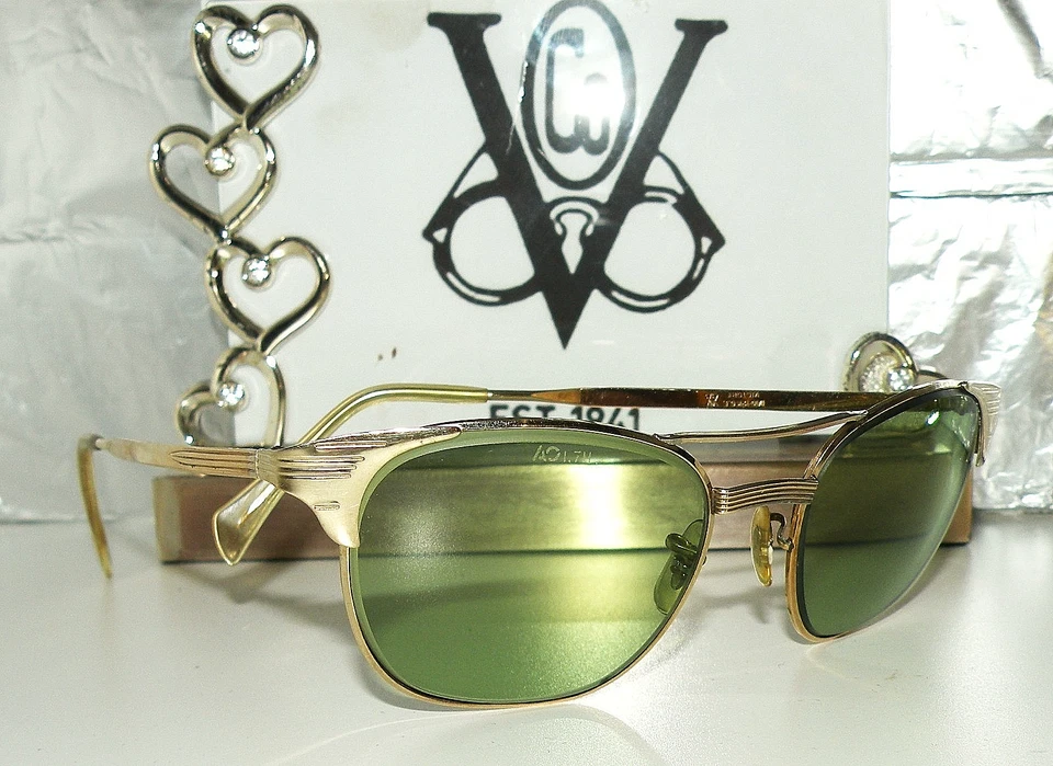 RARO 1950’S VICTORY OPTICAL MFG 1/10 12K GF GAFAS DE SOL AVIADOR CAJA EE. UU. 60 AO RB Foto 4 de 4