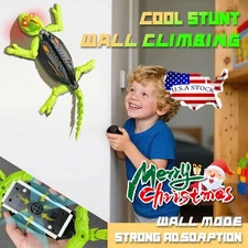 Remote Control Climbing Chameleon Toy RC Lizard Wall & Floor Crawler w/ LED Eyes