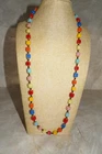 Vintage Multicolor Harlequin Square Bead Necklace Czech Glass Costume Jewelry