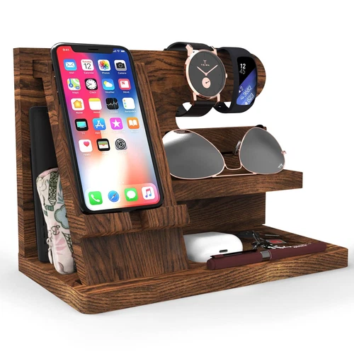 for Men Wooden Phone Docking Station for Men Organizer Men Husband Anniversary D