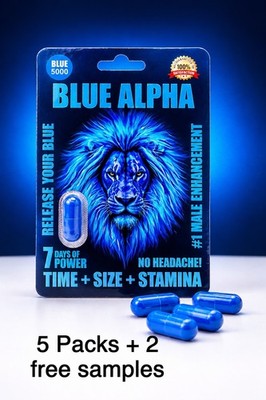 Blue Alpha Mens Libido Support 5 Packs Plus 2 Free Samples Free Shipping   